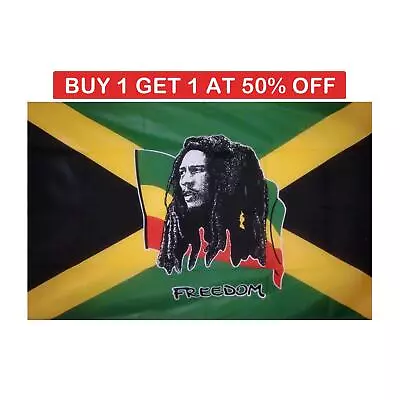 Large Flag Bob Marley Jamaican Freedom Rastafarian Music Festival Reggae 5x3FT • £4.09