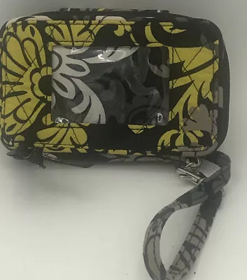 Vera Bradley Wristlet ID Wallet Baroque Yellow Green Black  • $6.99