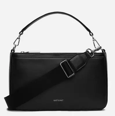 BNWT MATT & NAT Vegan Faux Leather Fenne Black Handbag/crossbody Bag £95 • £38
