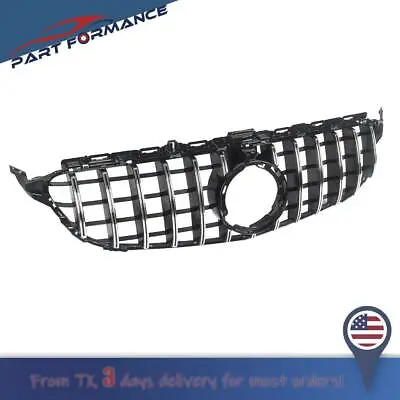 GT R Style Front Grille For Mercedes Benz W205 C-CLASS 2019-2021 Chrome/Black  • $75.99