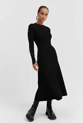  Country Road  Womens Black Cut-away Rib Knit Midi Dress - Size Xs • $50