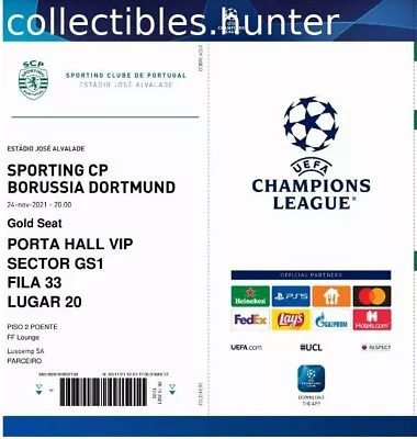 E-ticket Sporting Lisbon - Borussia Dortmund UEFA Champions League 2021/22 • £2.70