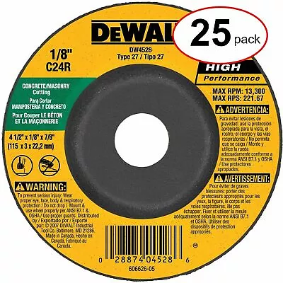 DeWalt DW4528 CASE (25) 4-1/2  X 1/8  X 7/8  T27 Concrete/Masonry Grinding Wheel • $52.95