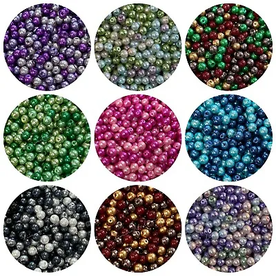 £1.99 • Buy 50 Pcs - 8mm MIXED GLASS PEARLS  ROUND BEADS MIXES  BEADING PEARL JEWELLERY