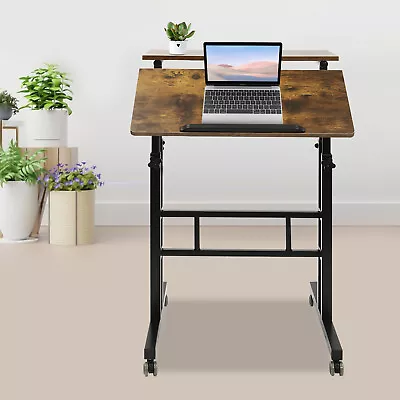 Rolling Desk Laptop Table Home Office Working Drawing Desk Height Adjustable • $50.34