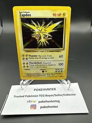 Pokemon WOTC Zapdos 16/102 Base Set UNLIMITED Holofoil Rare NM • $3.25