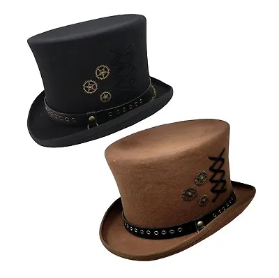Different Touch Victorian Style 100% Wool 6  Tall Steampunk Top Hat Men's • $69.99
