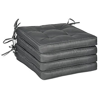 Outsunny 42 X 42cm Replacement Garden Seat Cushion Pad With Ties Grey • £33.99