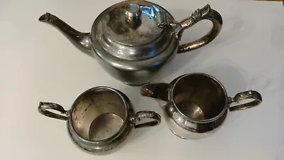 Antique Walker & Hall Silver Plate Tea Pot Milk Jug And Sugar Bowl • £6.99