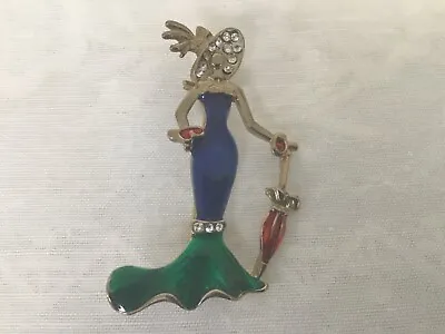 Vintage Napier ? Chic Lady Pin Rhinestones & Enamel Mermaid Dress Parasol  • $18.95