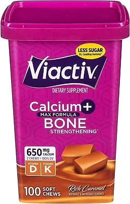 Viactiv Calcium Plus D Soft Chews Caramel - 100 Soft Chews Pack Of 5 • $124.99