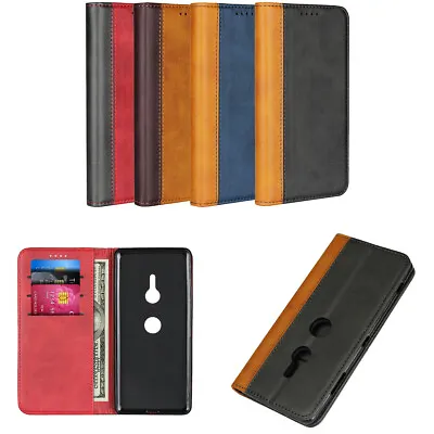 $6.48 • Buy For Sony Xperia XZ5 XZ4 Retro Stitching PU Leather Wallet Case Phone Case Cover