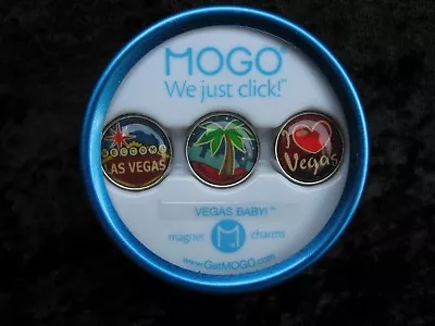 MOGO Magnetic Charms Vegas Baby We Just Click Set Of 3 Charms In Tin *New* • $5.99
