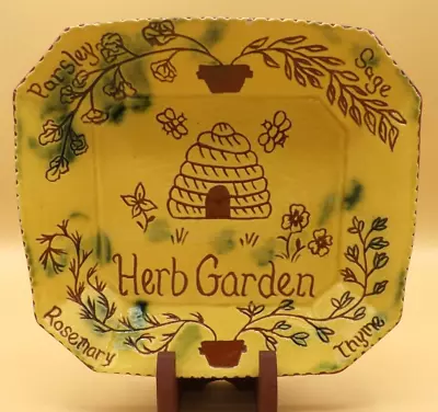 1993 Breininger PA Redware Folk Art Herb Garden Decorative Plate Signed • $35