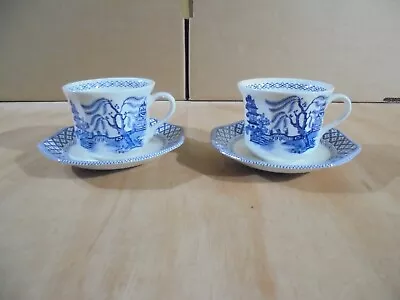 J&G Meakin Royal Staffordshire Willow Ironstone 2 X Cups And Saucers.  • £16