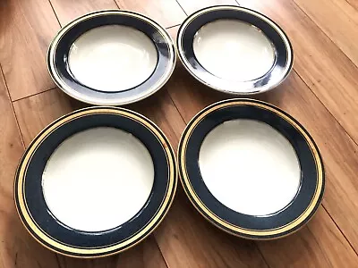 Lot Of 4 Mikasa Grande Ivory Imperial Lapis Rimmed Soup Bowls 8.5 Inch L2826 • $36.50