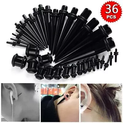 36 Piece Tunnel Expander Stretching Rod Ear Plug Taper Piercing Set Sc X7F6 • £7.52