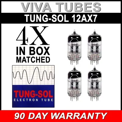 $152.01 • Buy New Gain Matched Quad (4) Tung-Sol Reissue 12AX7 ECC83 Tubes - Authorized Dealer