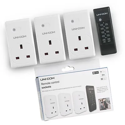 £24.99 • Buy Pack Of 3 Wireless Remote Control Mains Sockets 20m Range With Remote White
