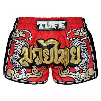 Red TUFF Sport MRS301 Retro Style Double Tiger Muay Thai Shorts • £34.99