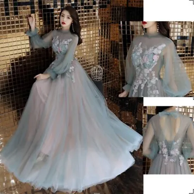 Lady Floral Mesh Fairy Dress Evening Prom Ball Gown Lolita Princess Elegant • £58.20
