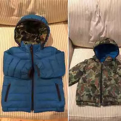 Baby Gap Reversible Blue And Army Green Camo Puffer Hooded Jacket 18-24 Months • $28