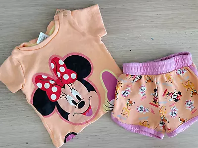 Baby Girl 0-3 Months Disney 100 Minnie Mouse Summer Shorts Outfit • £2.50