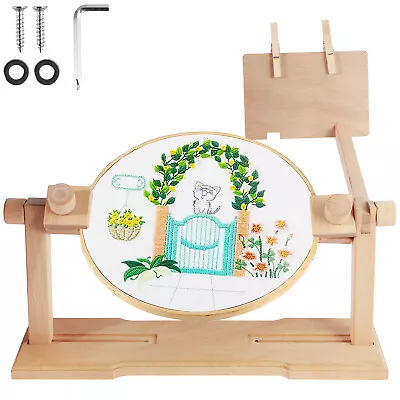 Adjustable Embroidery Hoop Stand Hoop Frame Holder 360° Cross Stitch Lap Stand◇ • $56.95