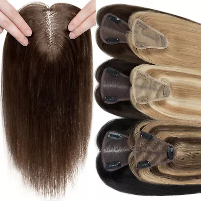 CLEARANCE 100% Remy Human Hair Topper Toupee Hairpiece Wigs Clip In Lace Base US • $28.96