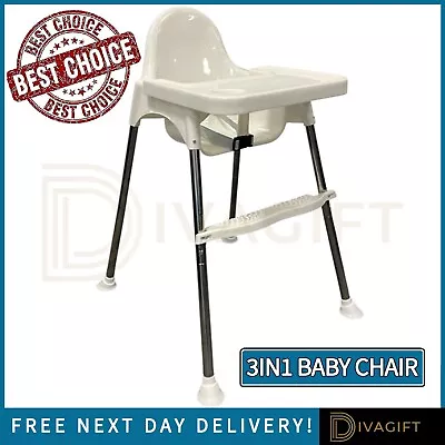 Adjustable 3-in-1 Baby Highchair Infant High Feeding Seat Toddler Table Chair • £24.99