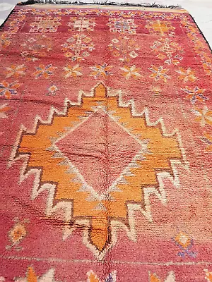 Vintage Rug Boujaad Moroccan Berber Area Rug Bohemian Tribal Wool 6x12 Ft • $577.50