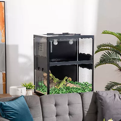 $84.59 • Buy Reptile Cage Enclosure Lizard Breeding Tank W/ Lamp Holders Turtle Chameleon