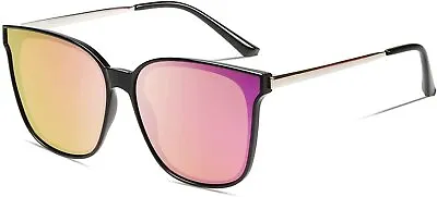 DUCO W016 Ladies Polarized Sunglasses Retro 100% UV Protect Black Pink 64 15 150 • £13.99