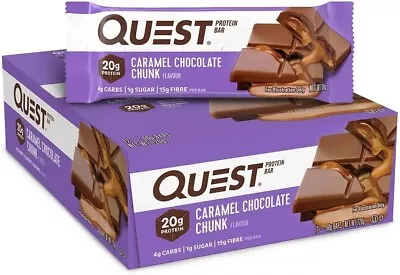 Quest Nutrition Caramel Chocolate Chunk Protein Bar High Protein Low Carb • $43.91