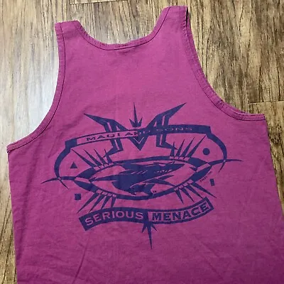 Vintage Maui And Sons Tank Top Shirt Size Large Shark Surf 90s Single Stitch & • $18.97