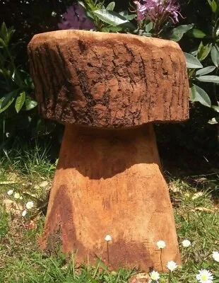 £35 • Buy Chainsaw Carved Oak Wood Mushroom Stool, Toadstool Seat, Solid Carved Log Chair.