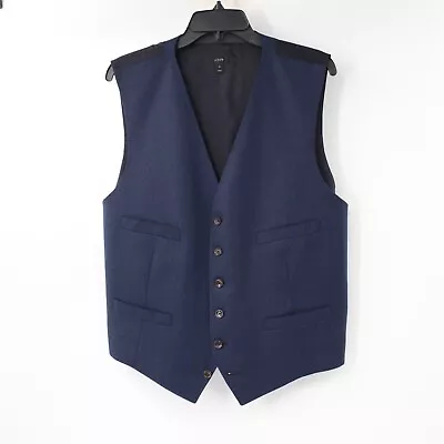 J Crew Vest Mens XL Vitale Barberis Canonico Italian Fabric Gilet Navy Waistcoat • $24.99