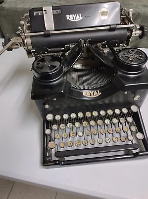 Antique Royal Typewriter Model 10 Beveled Glass Black 1928 Vintage Display Piece • $115