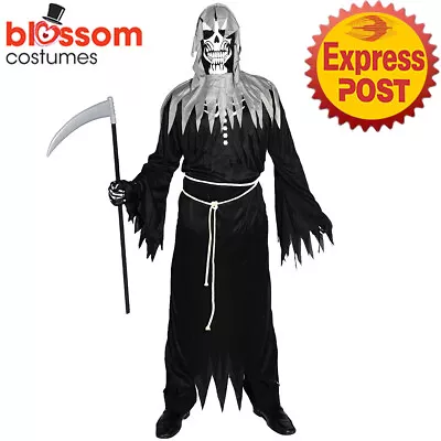 CA2853 Angel Of Death Reaper Grim Reaper Halloween Mens Ghost Robe Costume • $22.26