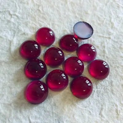 AM1108 Vintage Glass Cabochons 13mm Round Luminous Deep Rose Over White Base(12) • $5.99