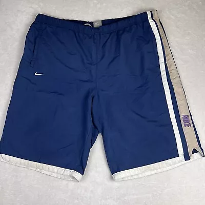 VINTAGE 90s Nike Gym Shorts XXL 2XL Men Athletic Basketball Skate 40x12 Stripe • $11.20