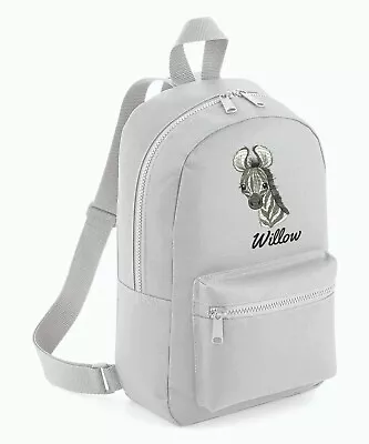 Personalised Embroidered ZEBRA  Boys Girls Rucksack Backpack Bag School  • £17.99