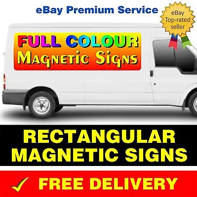 2xRECTANGULAR MAGNETIC VEHICLE SIGNS FOR CARS LORRIES VANS REMOVABLE FULL COLOUR • £177.24