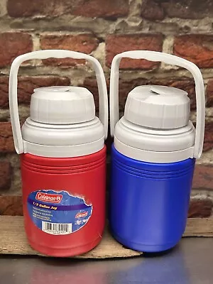 2 Coleman  1/3 GALLON Jug Cooler Water Ice Personal Insulated Thermos Red N Blue • $24.99