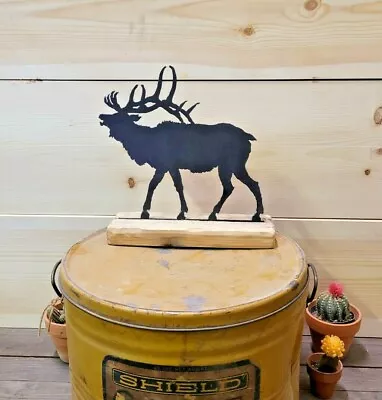 Elk On Block/Small/Rustic/Home Décor/ Cabin/Lodge/Hunter/Man Cave/Shelf Sitter • $39.99