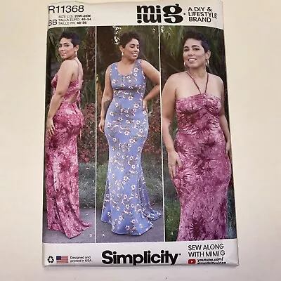 Simplicity R11368 Maxi Dress Cutout Back Scoop Neck Halter Plus 20W-28W S8915 • $6.50