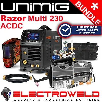 UNIMIG Razor Multi 230 ACDC Welder + Helmet + Consumables Gloves U11004K PK11088 • $2695