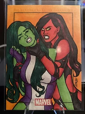 She Hulk/Red She Hulk 2010 Marvel Heroes And Villains Sketch Card • $125