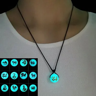 Glow In The Dark 12 Zodiac Animals Pendant Necklace Beads Women Men Jewelry Gift • $1.34