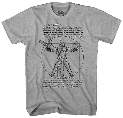 Star Wars Vitruvian Boba Fett Men's Grey Heather T-Shirt New • $13.99